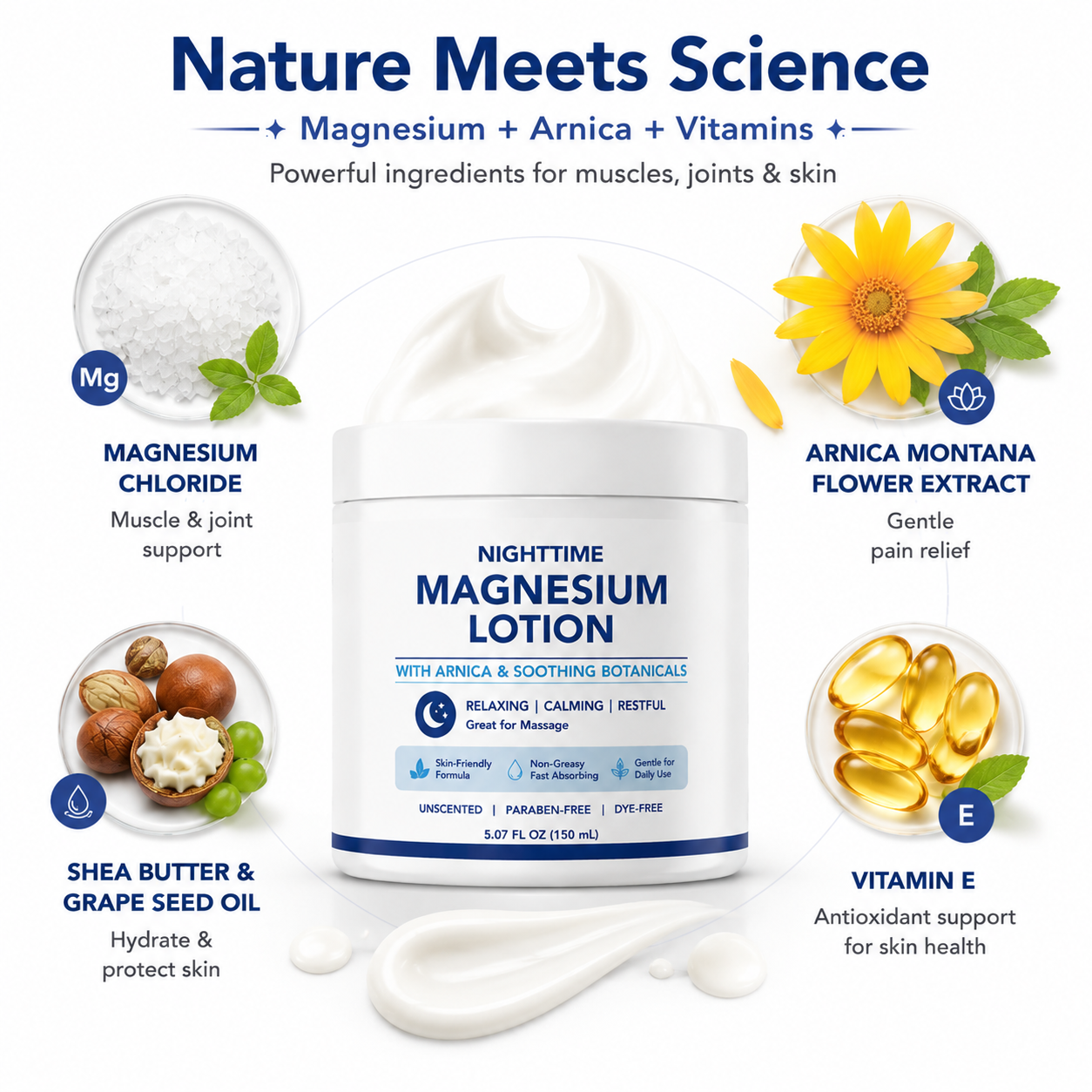 Fast-Absorbing Sweet Sleep Soothing Lavender Neuropathy Cream Butter Magnesium Body Lotion for Feet Hands Knees