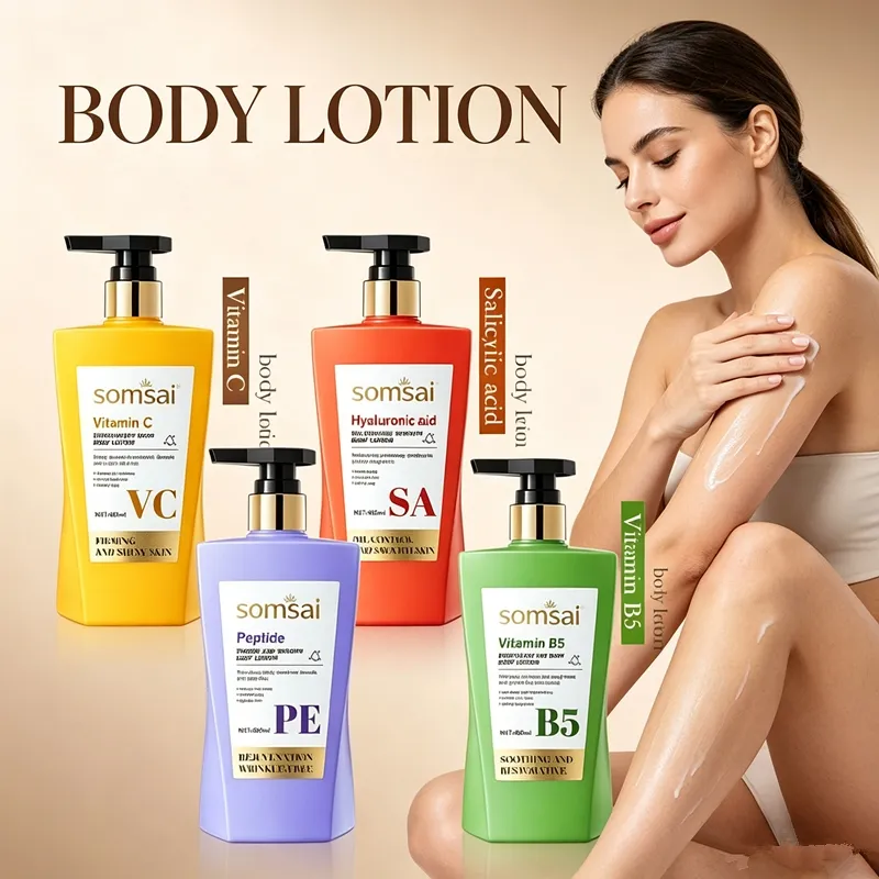China Factory 5 Formulas Body Lotion Vitamin C Salicylic Acid Hyaluronic Acid Peptide B5 Moisturizing Cream OEM ODM Private Label Custom Logo