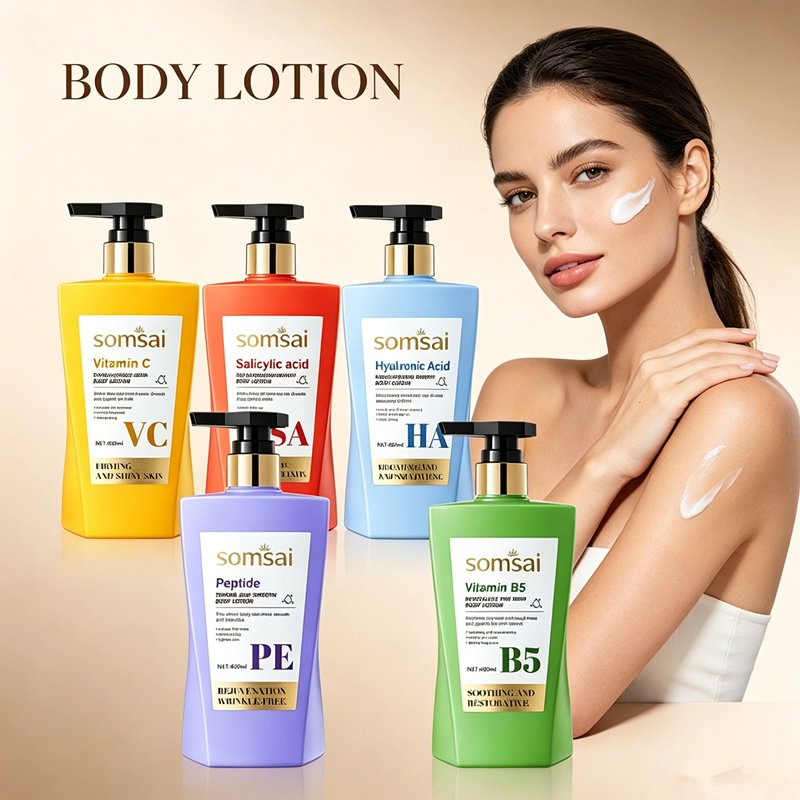 China Factory 5 Formulas Body Lotion Vitamin C Salicylic Acid Hyaluronic Acid Peptide B5 Moisturizing Cream OEM ODM Private Label Custom Logo