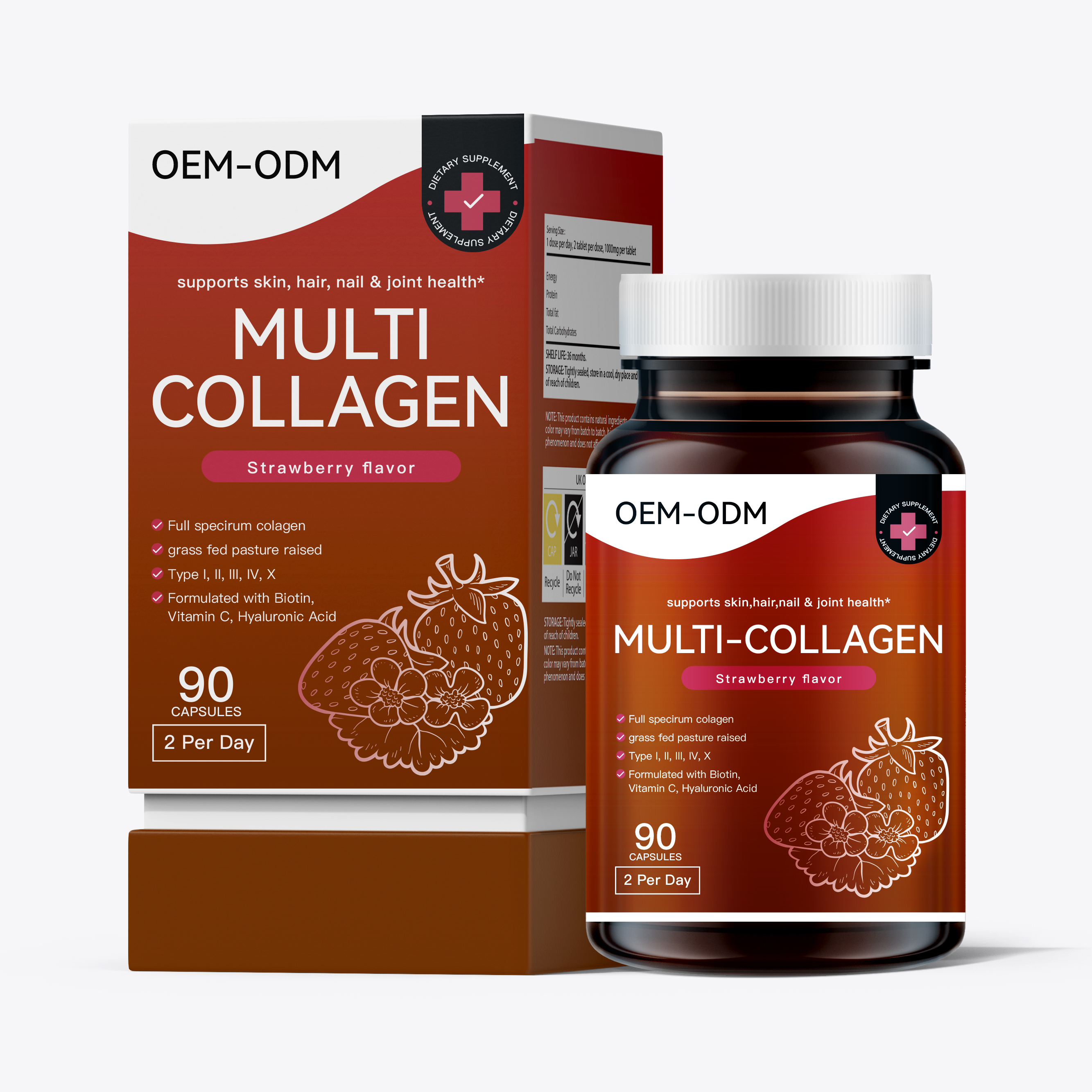 Wrightlife OEM/ODM Organic Multi Collagen Capsules Vitamins Supplement Skin Whitening Health Capsules For Adults