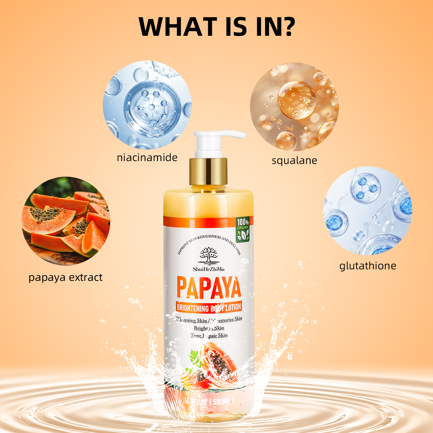 Skincare Products Organic Papaya Whitening Body Lotion Collagen Hyaluronic Acid Anti-wrinkle Body Lotion