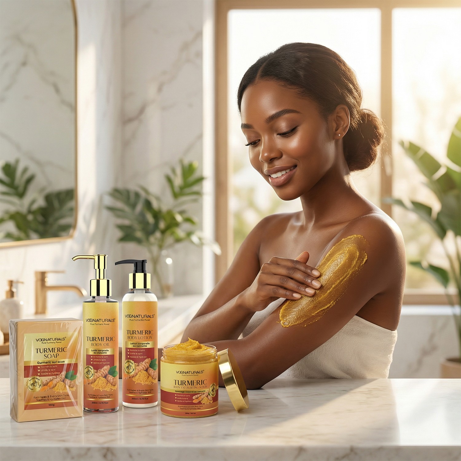 Pure Turmeric Whitening Body Lotion, Soothing Moisturizing Brightening Body Cream For Women Dark Spots Removal