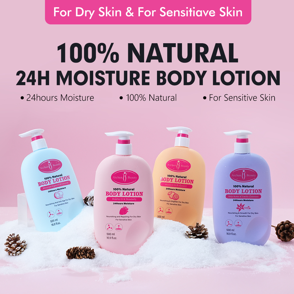 100% Natural 24h Moisturizing Body Lotion Shea Butter Vitamin C Dry Skin Care Hydrating Brightening Vanilla Cashmere Body Lotion