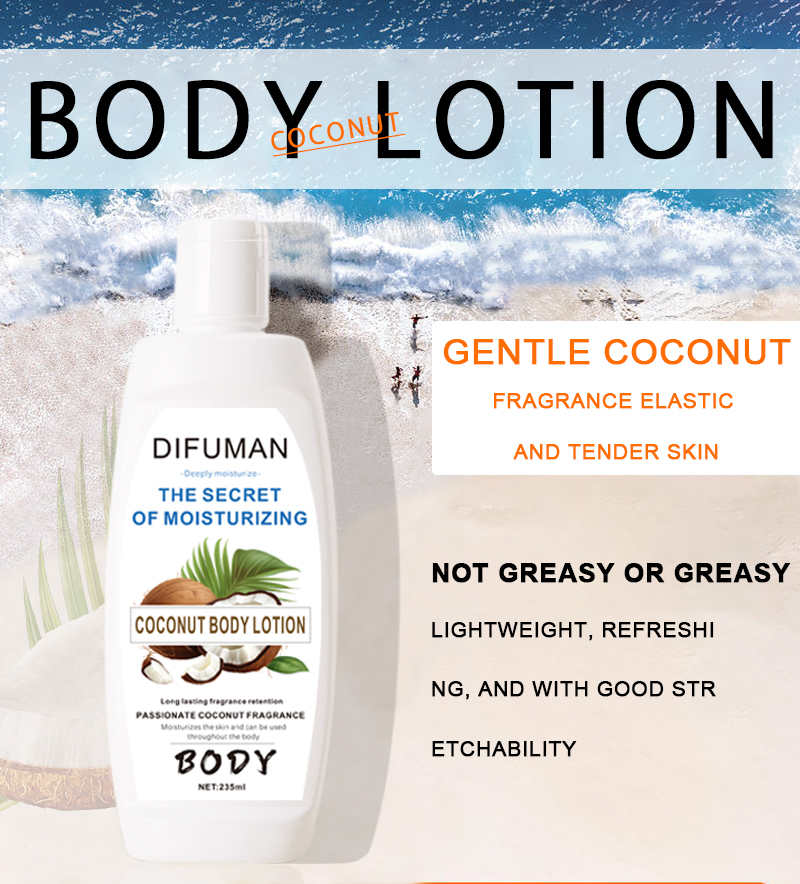 Private Label Coconut Body Lotion Brightening Moisturizing Lotion for Skin Care Body Shimmer Lotion Long Lasting Moisturizing