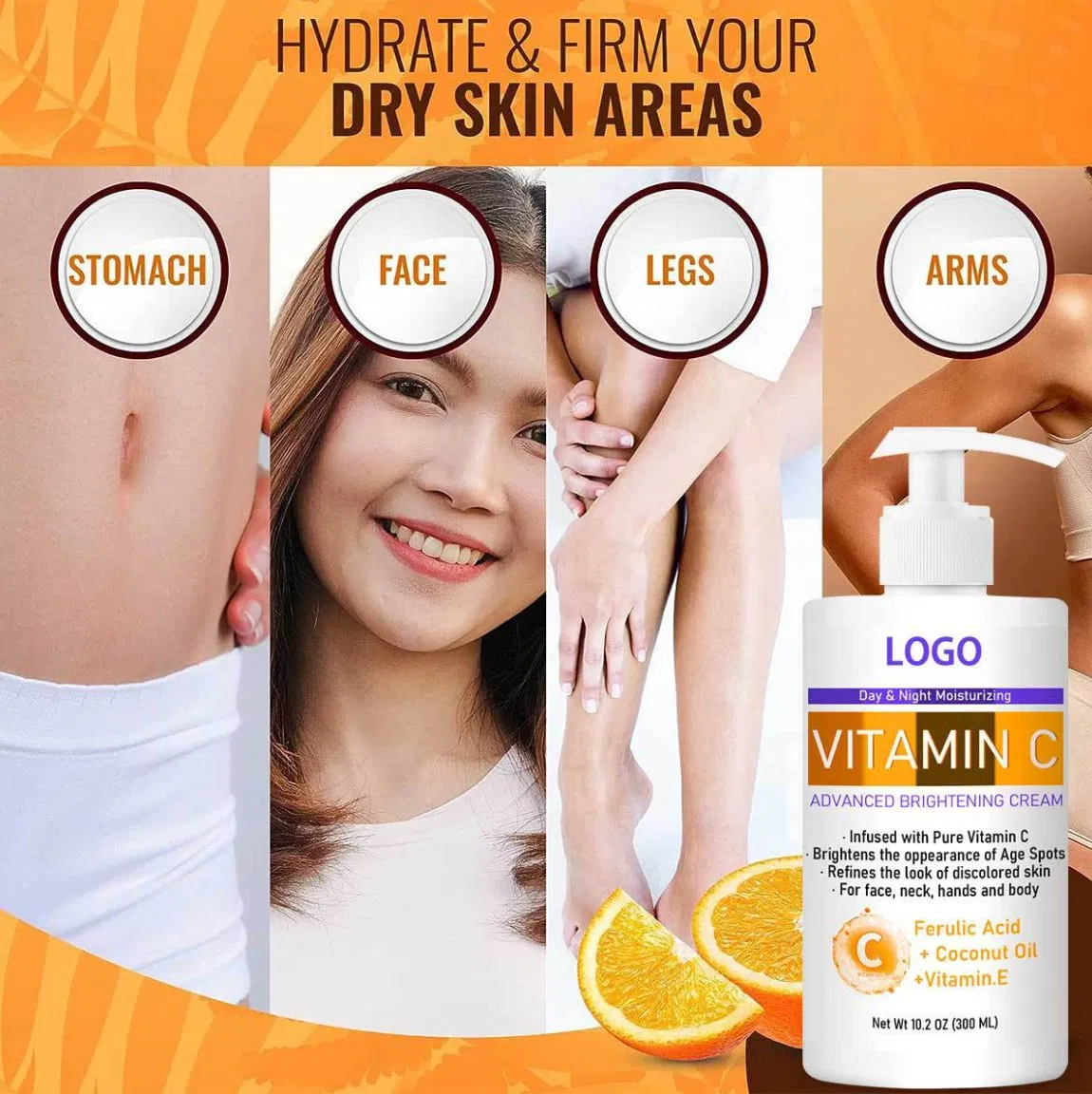Online Wholesale in Stock Wrinkle Face Brightening Whitening C a Hyaluronic Acid Collagen Rose Skin Moisture Cream Vitamin C, a &amp; E Booster Body Lotion