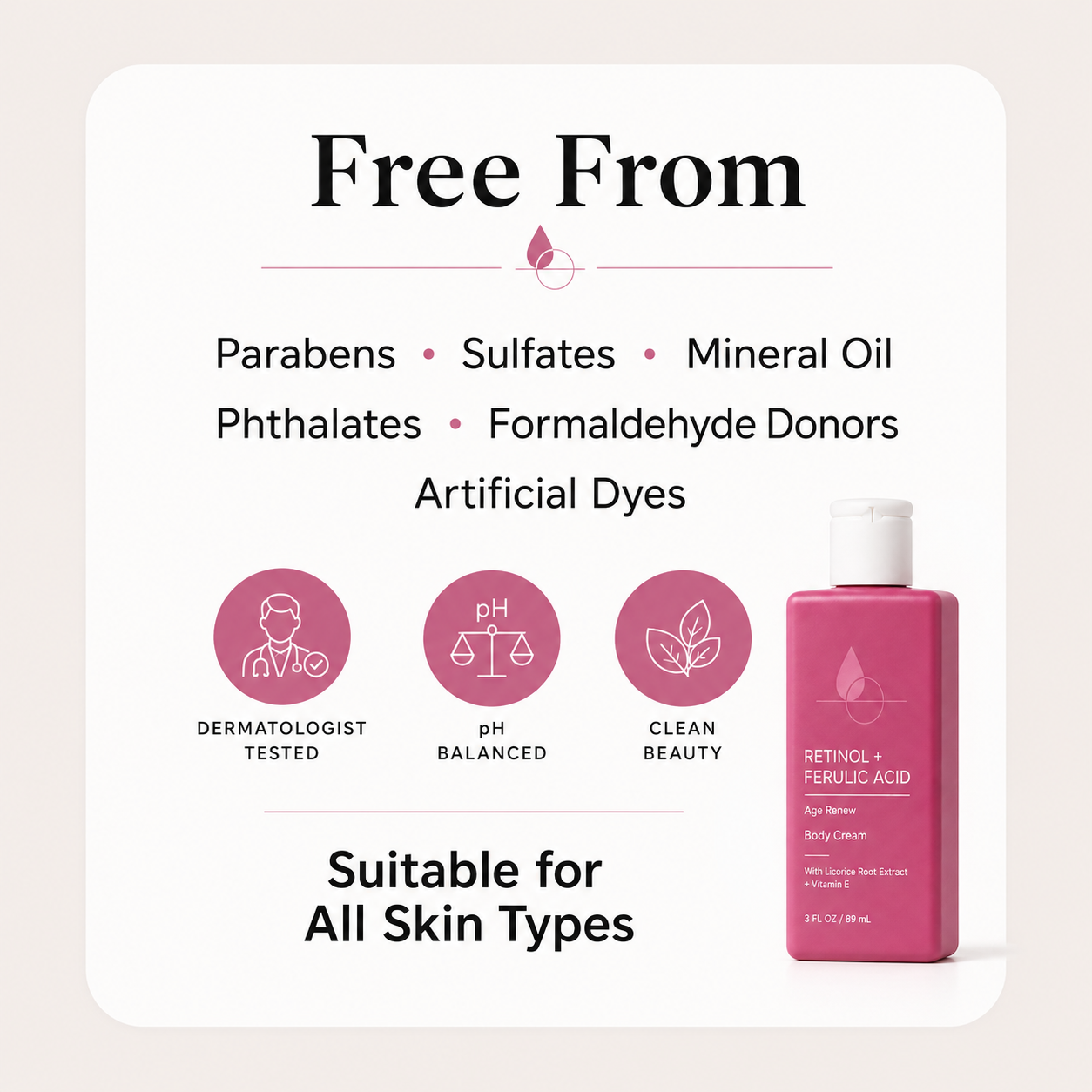 Private Label Retinol Ferulic Acid Body Cream Moisturizing Firming Anti Aging Body Lotion for Dry Rough Crepey Skin