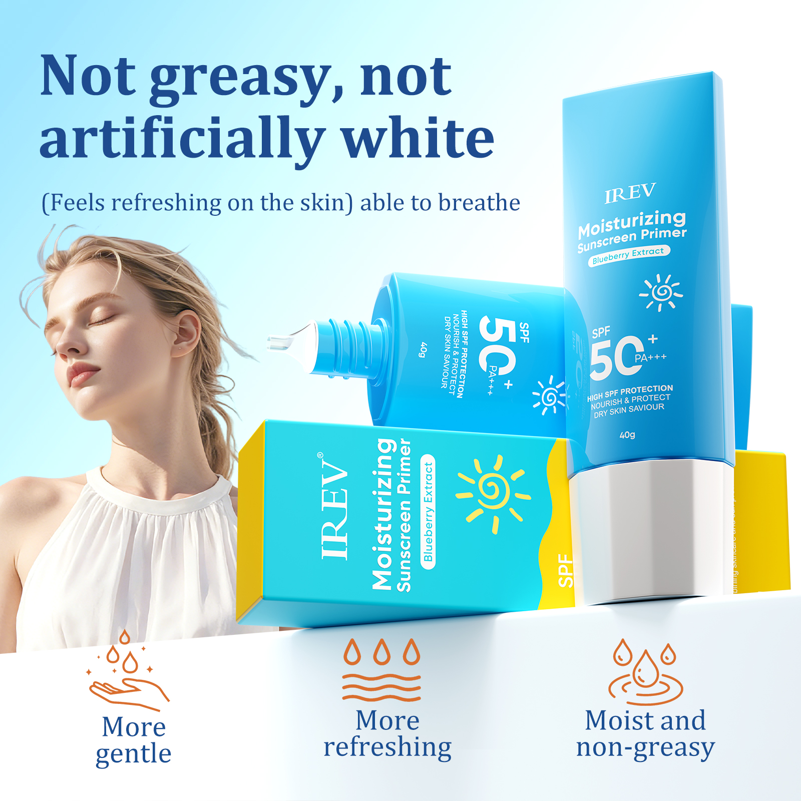 Private Label Daily SPF 50 Sunscreen Face Body Lotion Broad Spectrum Moisturizing Sunscreen with Blueberry