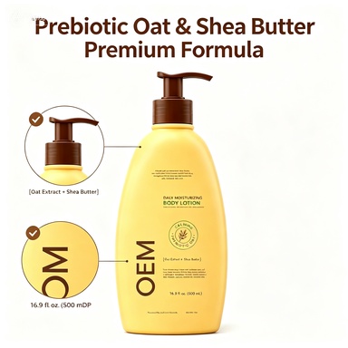 Prebiotic Oat Calming Body Lotion With Raw Shea Butter | 24HR Deep Hydration For Dry Itchy Rough Skin, 16.9 FL OZ / 500mL