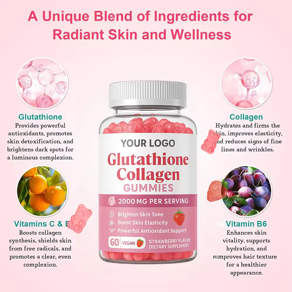 Best OEM L-Glutathione Gummies, Whitening And Brightening Care, Collagen Supports Hair, Skin, Nails,NAD+ Gummies