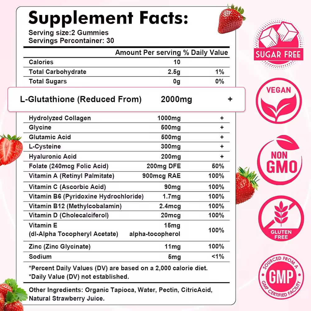 Best OEM L-Glutathione Gummies, Whitening And Brightening Care, Collagen Supports Hair, Skin, Nails,NAD+ Gummies