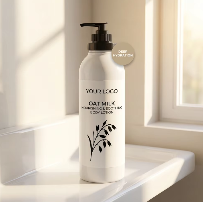 Oat Milk Lightening Vitamin C Nourishes Soothes Daily Moisturizing Lotion for Dry Sensitive Skin. Customizable Body Lotion