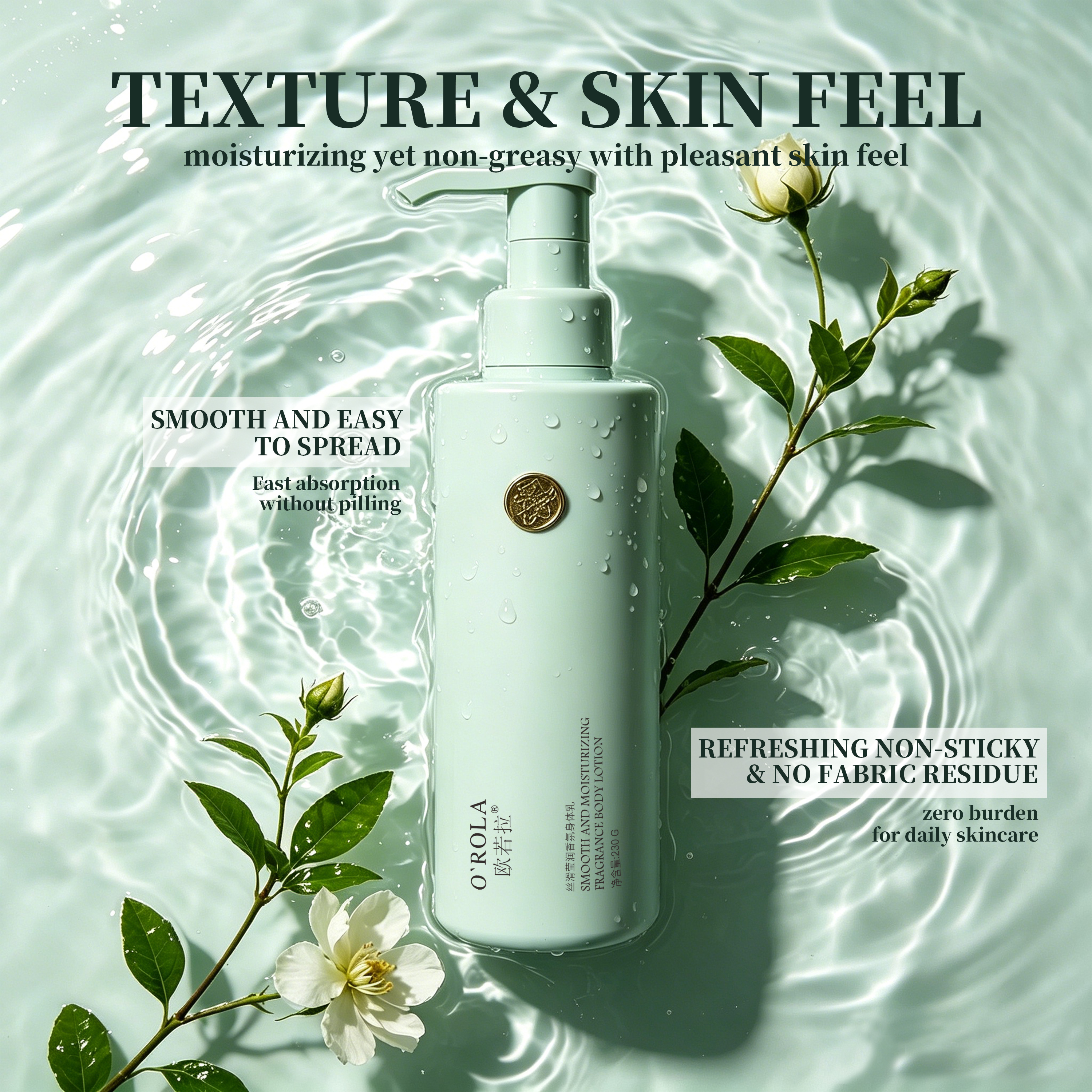 O'ROLA Private Label Shea Butter Aloe Vera Body Lotion 95% VC Brightening Moisturizing 12H Moisture Lock Vegan Long Lasting