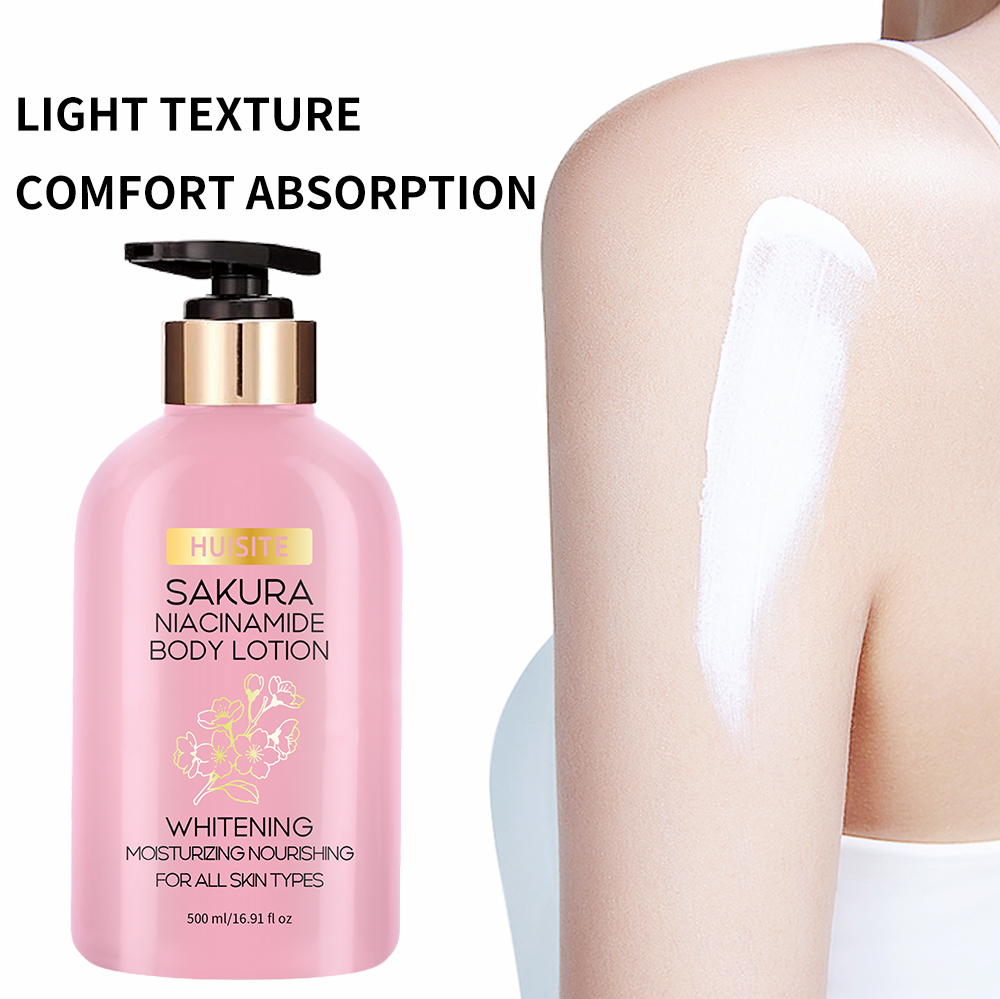 Custom Logo 500Ml Cherry Blossom Body Lotion Long Last Fragrance Moisturizing Body Whitening Cream For Skin Care