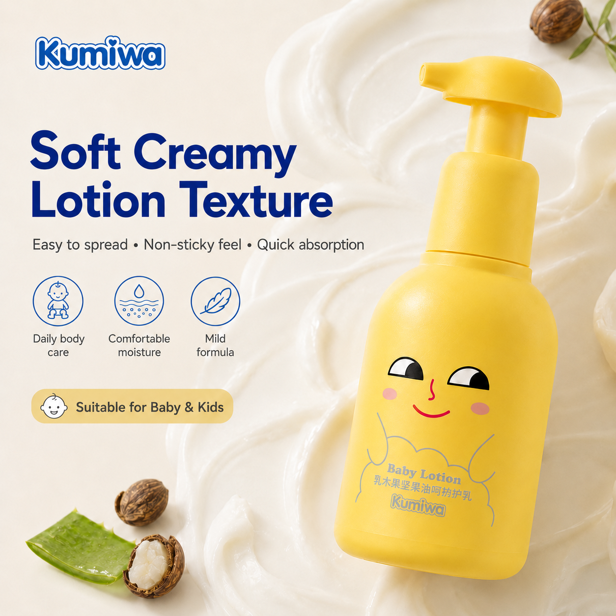 Private Label Baby Body Lotion Shea Butter Aloe Vera Moisturizing Body Lotion Kids Skin Care OEM ODM Wholesale