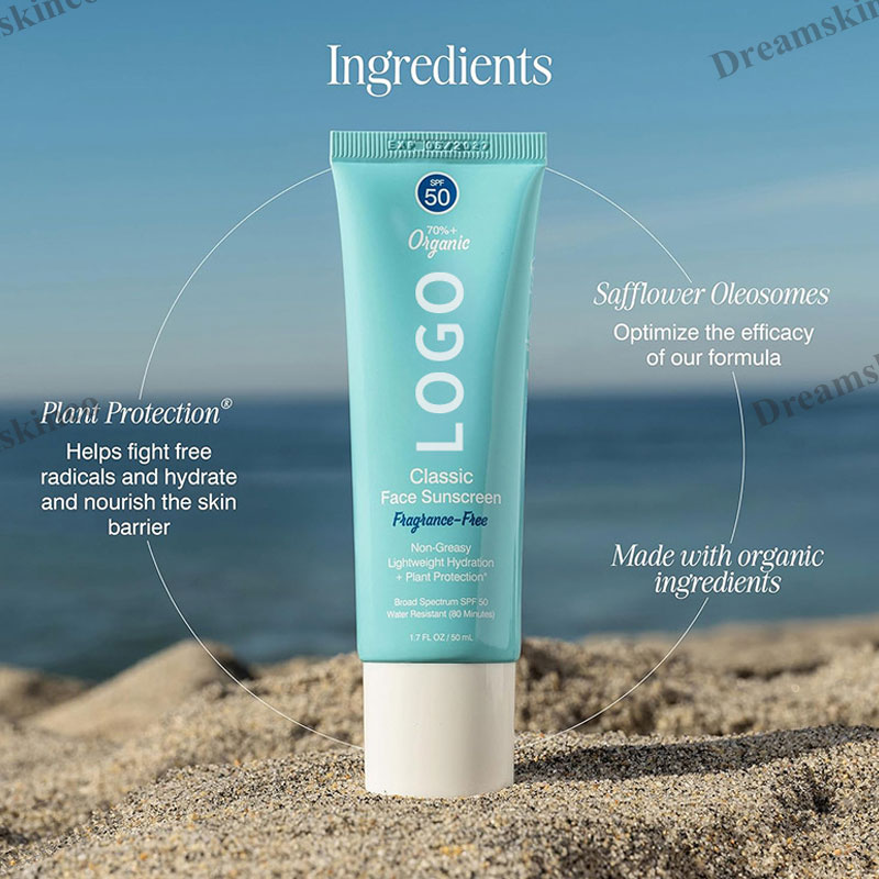 Private Label Organic Sunscreen Spf 50 Korean Centella Cream Lotion Uv Oem 50ml Skin Care Sunblock Moisturizing Face Body