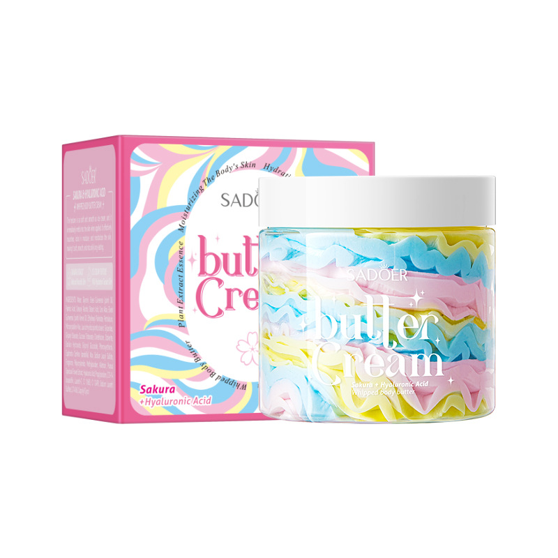 SADEOR Organic Vegan Fruit Rainbow Ice Cream Wipped Body Butters Moisturizing Whitening Rainbow Whipped Body Butter
