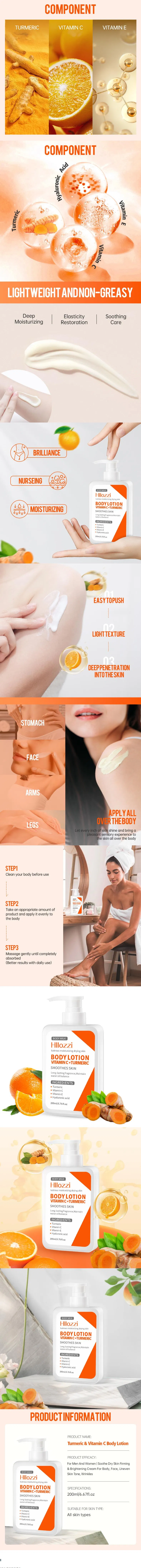Clear Texture Makeup Cream Lotion 200ml Vitamin C Lightening Body Butter Lotion Moisturizer Vitamin C Bleaching Whitening Body Lotion for Black Skin