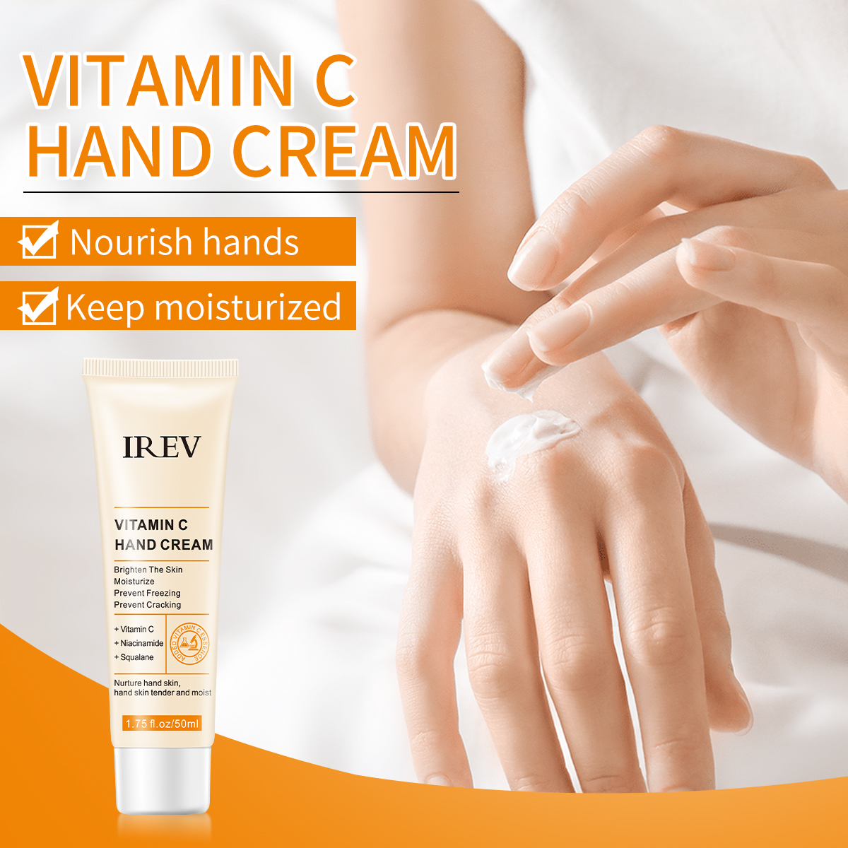 OEM ODM Vitamin C Hand Cream Moisturizer Whitening Hand Care Lotion Skin Care Soothing Repairing VC Hand Cream