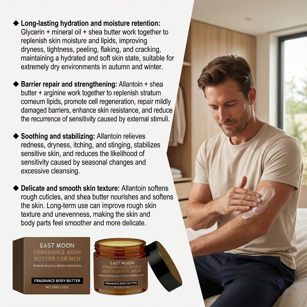 Men's Perfumed Body Lotion OEM Lightweight Moisturizing Smooth Refreshing Non-sticky Fragrance Body Butter for Men Daily Use