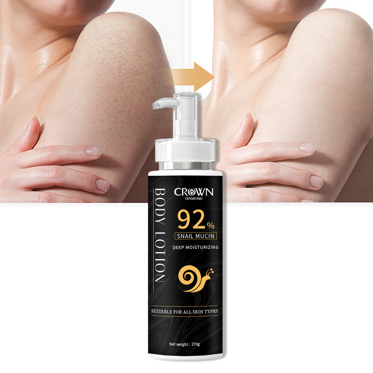Custom Logo Korean Natural Organic Snail Whitening Cream Moisturizing Glow Lighting Firming Anti Aging Skin Care Body Lotion