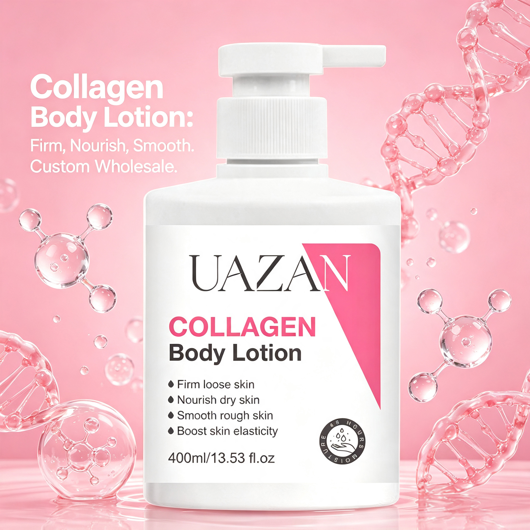 Wholesale OEM Collagen Shea Butter Coconut Oil Nourishing Anti-Aging Brightening Organic Vegan Whitening Body Lotion 400ml