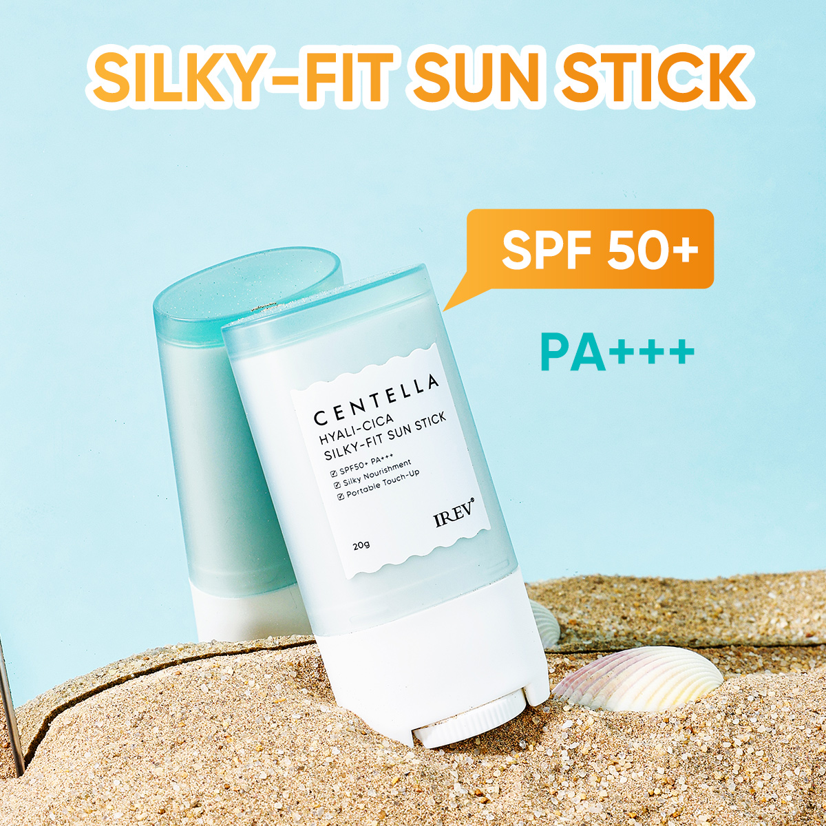 Korea Skincare SPF50+ Centella Asiatica Hyaluronic Acid Sunscreen Cream Vegan Cruelty-Free Portable 20g UV Protection Waterproof