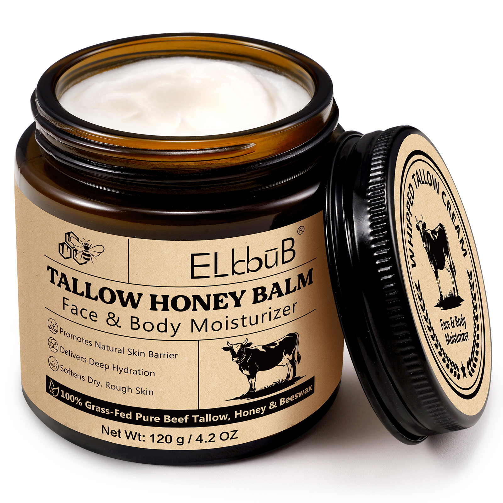 Wholesale Organic Unscented Tallow Cream Body Lotion Fast Absorption Moisturizer Whipped Beef Tallow And Honey Balm For Skin