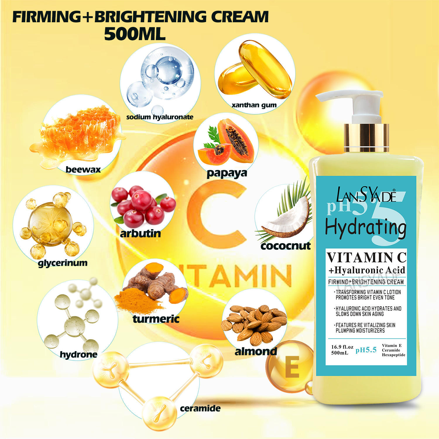 Ph5.5 Vitamin C Moisturizing Body Lotion Cream for Skin Firming Moisturizer Brightening Lighten Body Care Lotions for Women