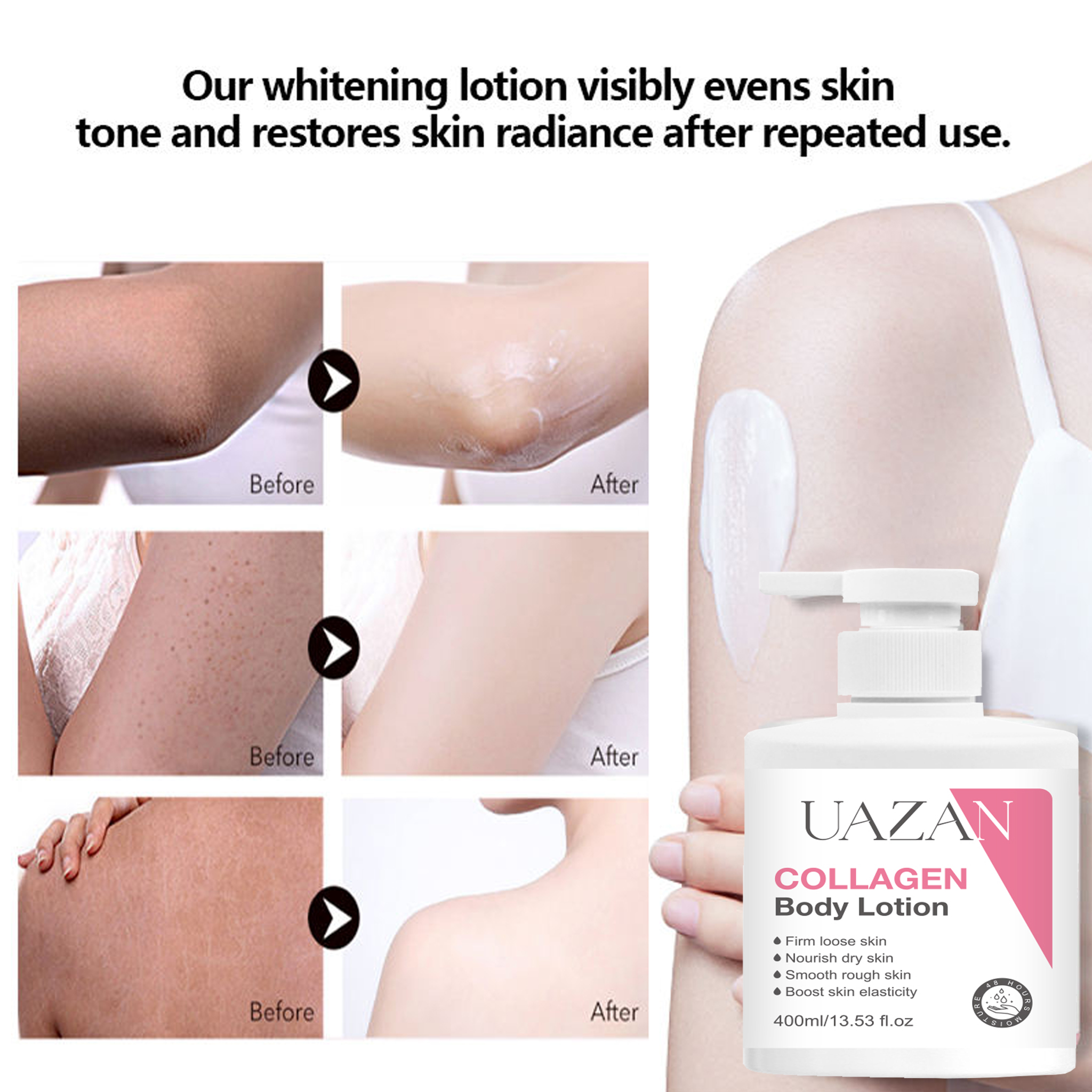 Wholesale OEM Collagen Shea Butter Coconut Oil Nourishing Anti-Aging Brightening Organic Vegan Whitening Body Lotion 400ml