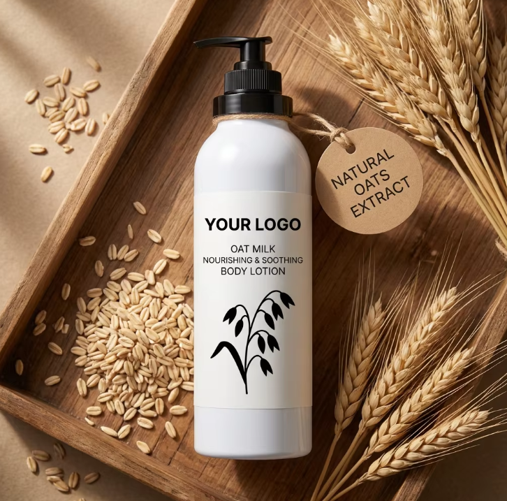 Oat Milk Lightening Vitamin C Nourishes Soothes Daily Moisturizing Lotion for Dry Sensitive Skin. Customizable Body Lotion