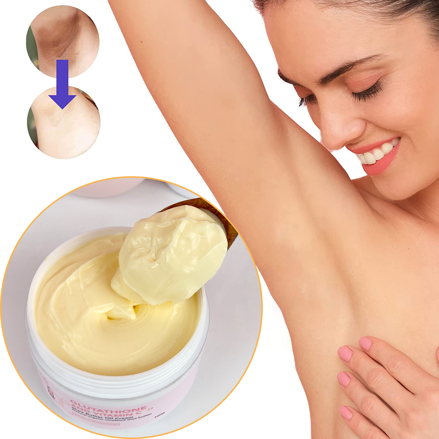 Private Label Organic Shea Butter Herbal Tranexamic Acid Peptides Body Cream 24-Hour Whitening Moisturizing Lotion 100g Vegan