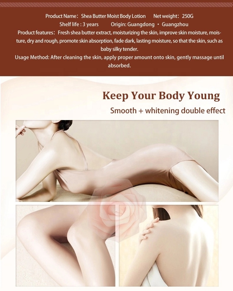 Private Label Skin Whitening Lightening Organic Cocoa Butter Body Lotion for Sensitive Skin