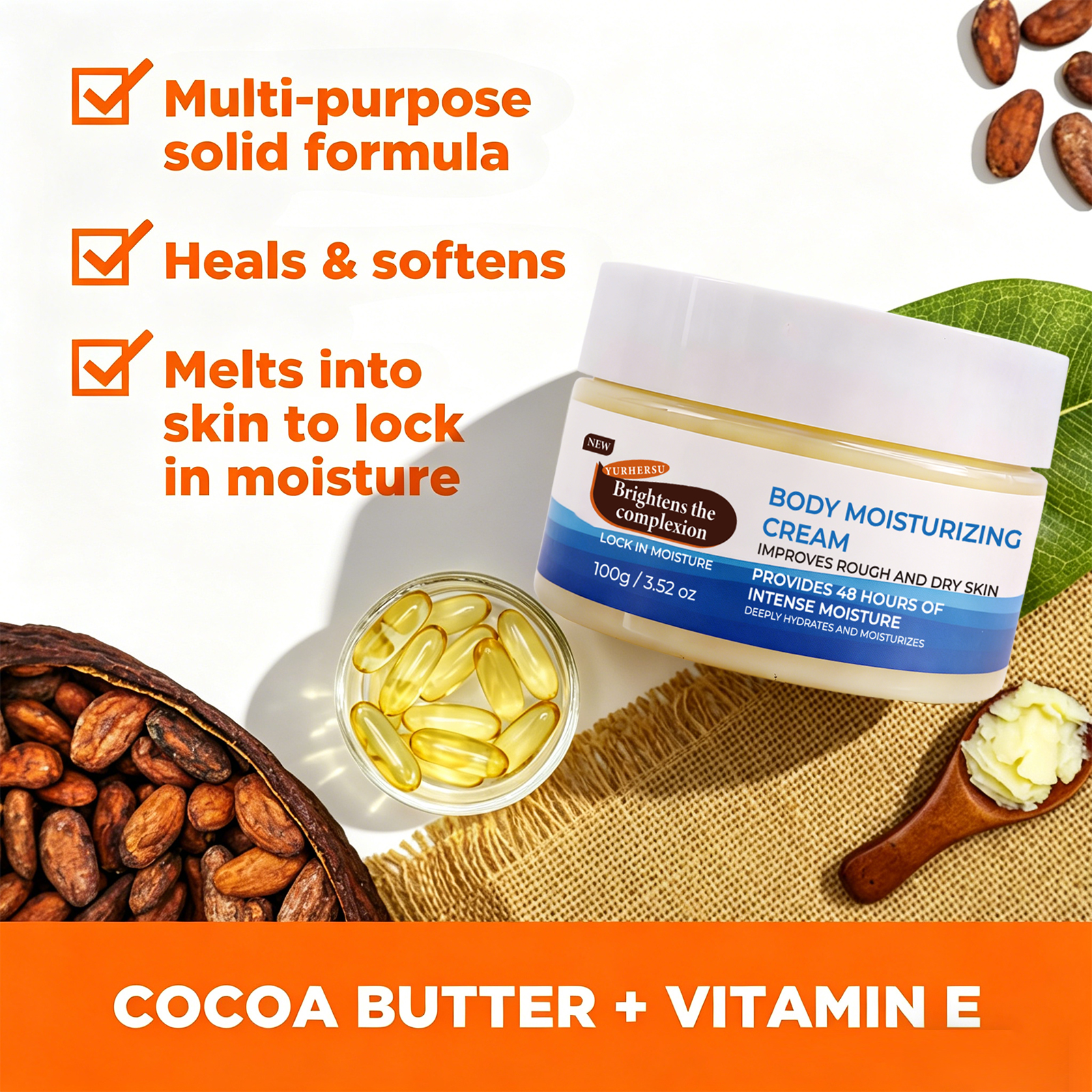 Wholesale Natural Cocoa Butter Body Moisturizing Balm Rich Nourishing Skin Care Cream Gentle Hydrating Daily Body Skin For Women
