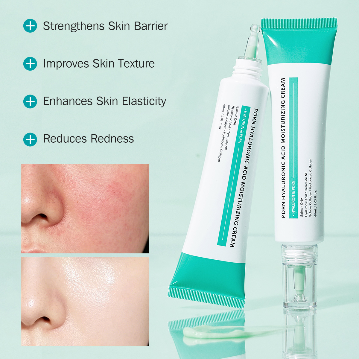 PDRN Hyaluronic Acid Moisturizing Cream Hydrating Face Moisturizer With Salmon DNA For Glass Skin Korean Skincare Cream