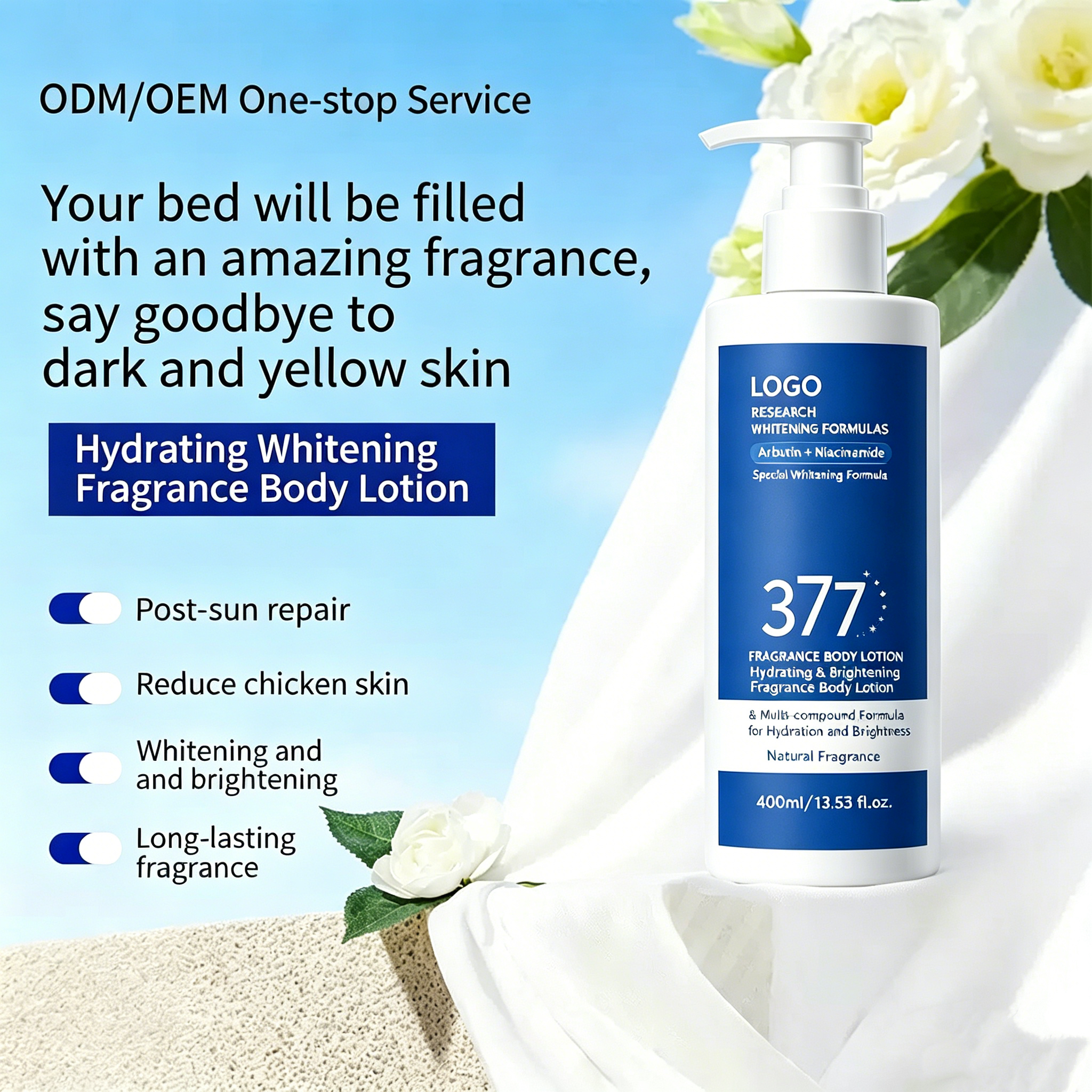 Brightening Hydrating Body Lotion - Niacinamide+ Ceramide +Arbutin, Skin Lightening Revitalizer Daily Nourishing Full Body Care