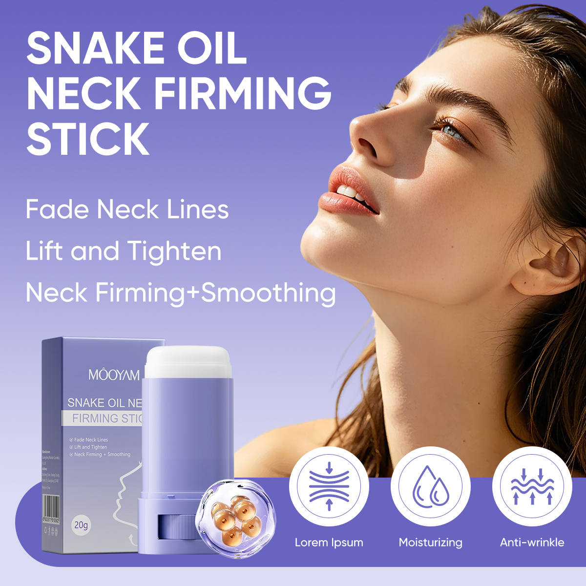 Free Sample Factory Wholesale MOOYAM AH-8 Snake Oil Neck Firming Cream Moisturizer Fade Neck Lines Lift Tighten Travel Size
