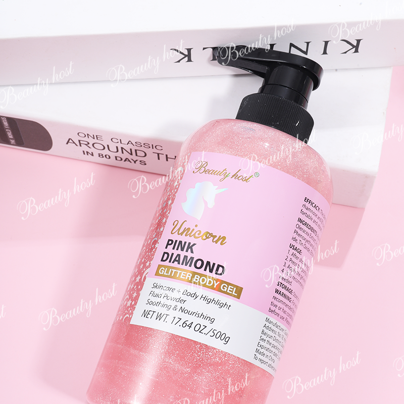 Skin Care Body Highlight Golden Pink Silver Diamond Glitter Body Gel Nourishing Hydrating Firming Body Lotion Cream 500g