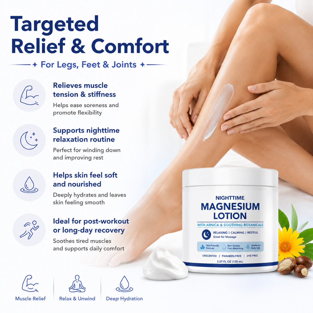 Fast-Absorbing Sweet Sleep Soothing Lavender Neuropathy Cream Butter Magnesium Body Lotion for Feet Hands Knees