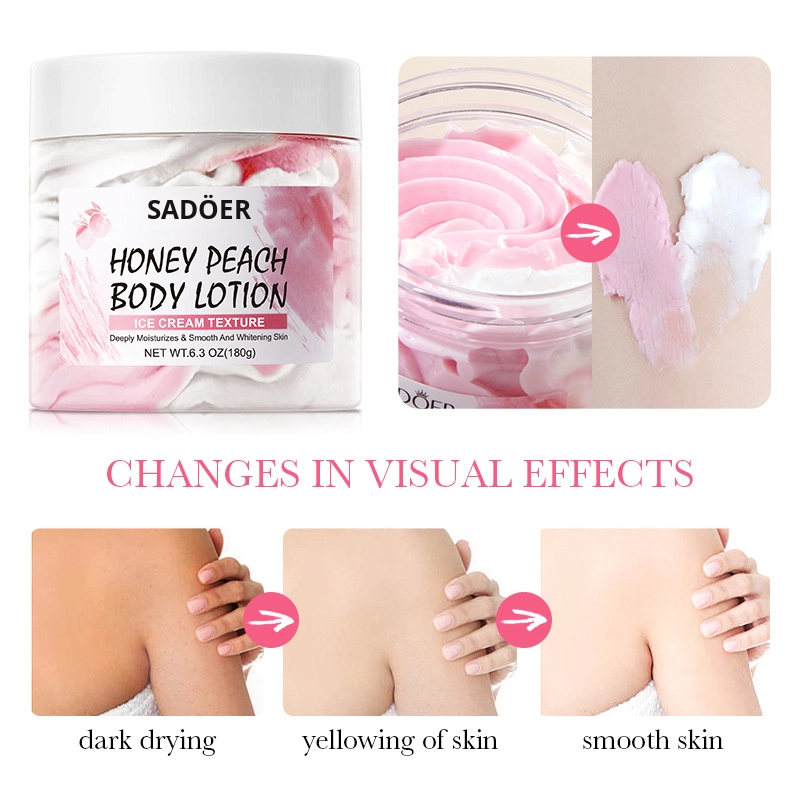 SADOER High Quality Ice Cream Texture Deeply Moisturizing &amp; Sommth Whitening Skin Cream Honey Peach Body Lotion