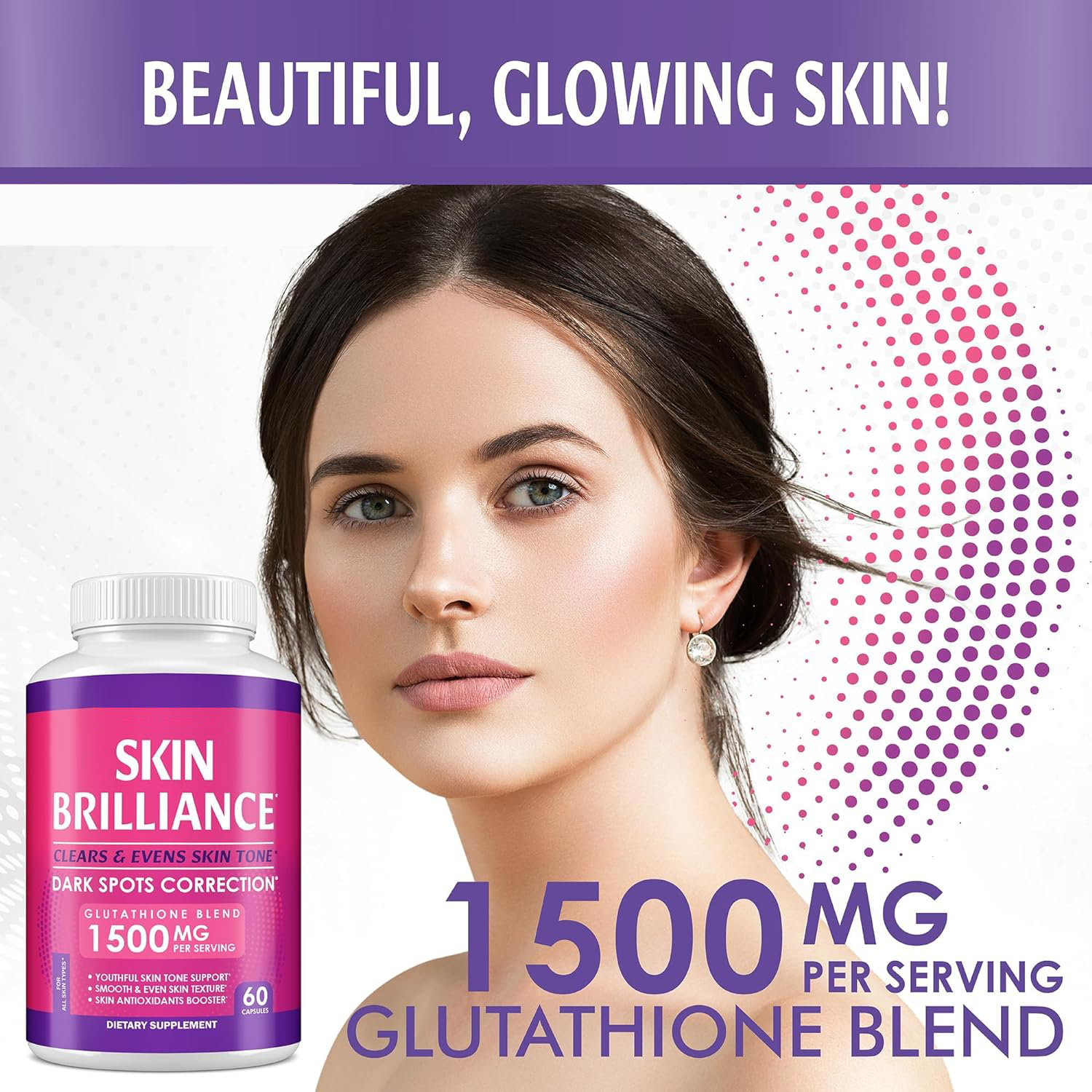 Biochealth L-Glutathione Skin Whitening Capsules Antioxidant Supplement To Clear Even Skin Tone Correct Dark Spots For Adults