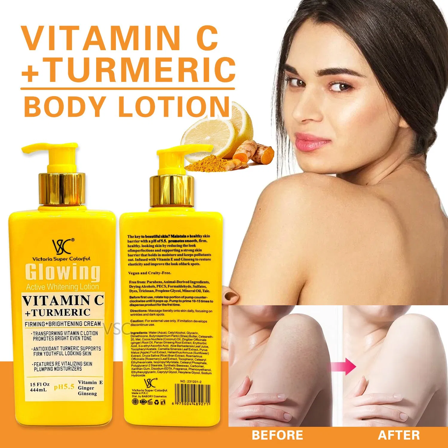 Professional Skincare Vitamin C Skin Brightening Cream Whitening Effective Body Lotion