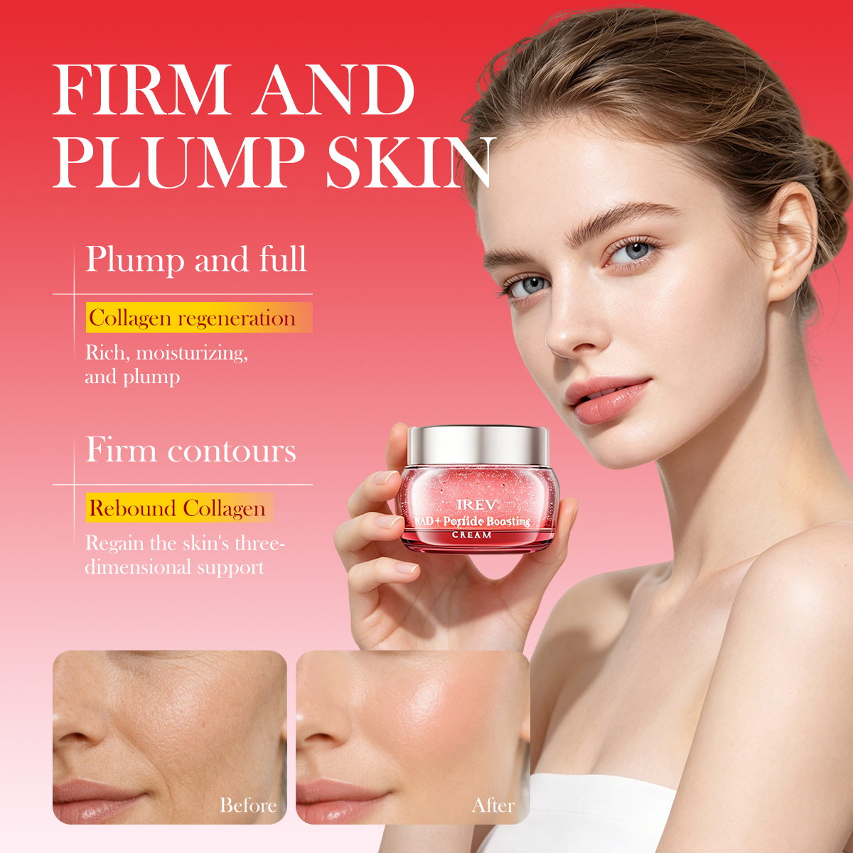 OEM NAD+ Peptide Boosting Cream Anti-Aging Korean Skincare Face &amp; Body Cream Firming Lifting Pink Neck Cream For Sagging Skin