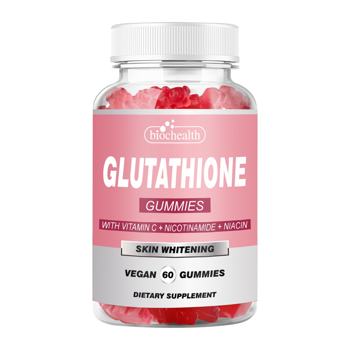 Biochealth OEM L-Glutathione Collagen Gummies - Supports Hair, Skin &amp; Nail Health, Skin Whitening Supplement For Women &amp; Men