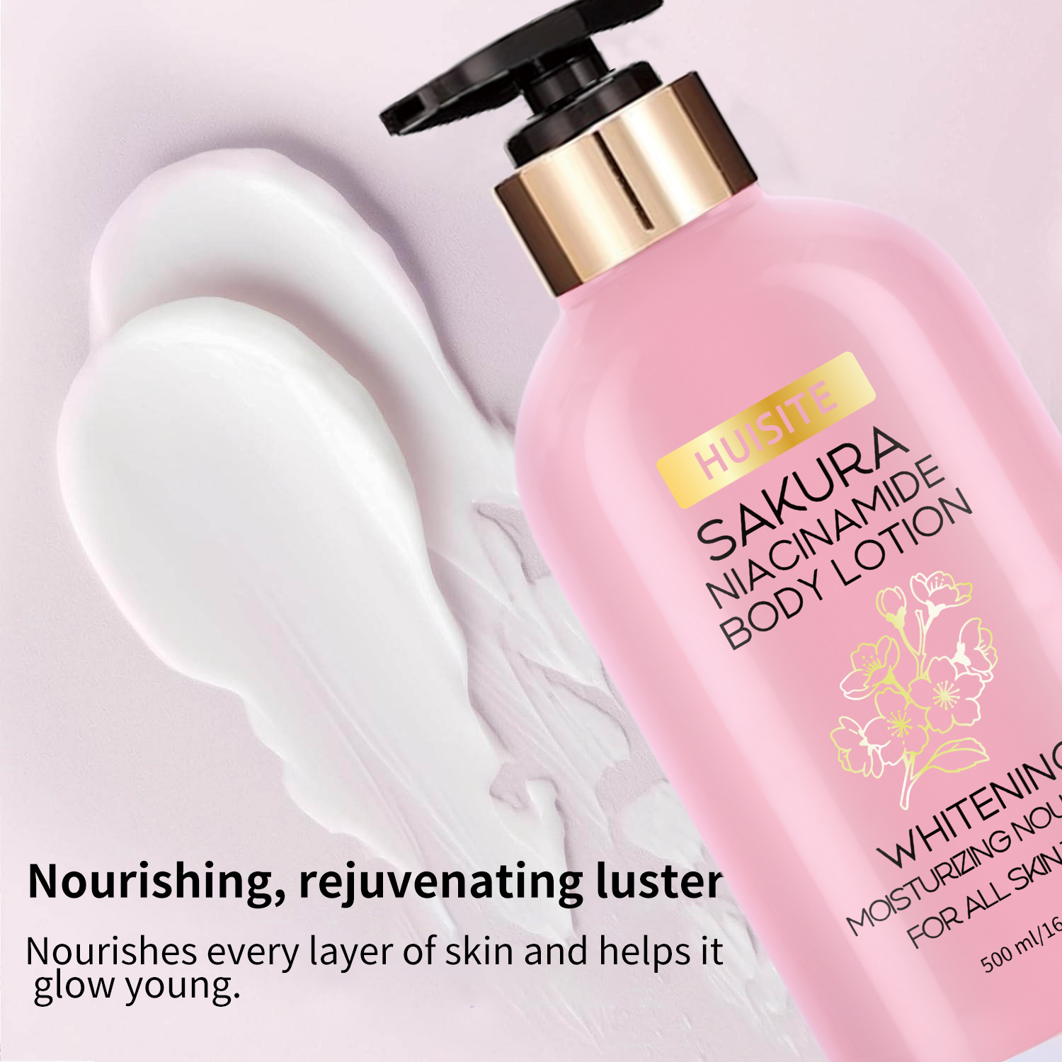 Custom Logo 500Ml Cherry Blossom Body Lotion Long Last Fragrance Moisturizing Body Whitening Cream For Skin Care