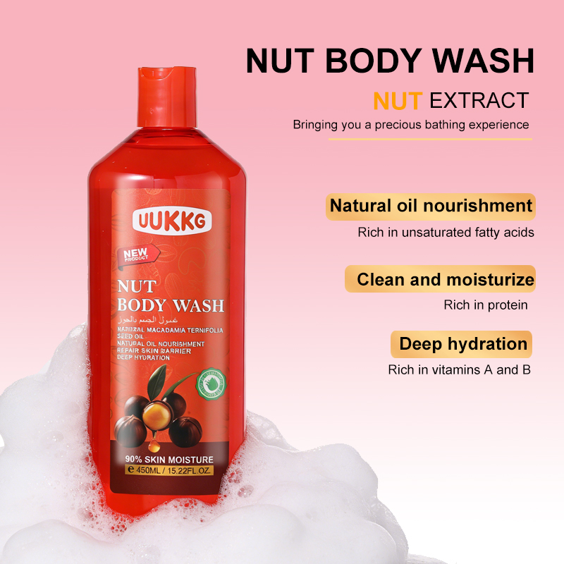 UUKKG 450ML Shower Gel Shea Butter Nut Coconut Suitable For All Skin Types Long Lasting Fragrance Moisturizing Body Wash Gel