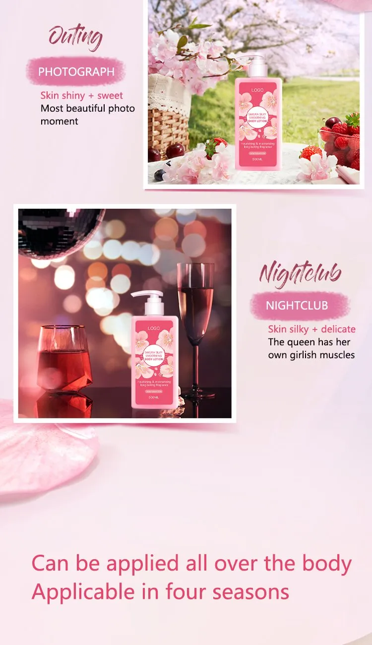 Body Care Private Label Custom Beauty Skin Care Long-Lasting Fragrance Dedicate Sakura Whitening Body Lotion