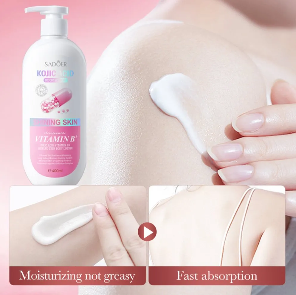 Kojic Acid Vitamin B3 Lotion Whitening Brightening, Firming and Hydrating Face Body Lotion 400ml Vc Ve Vitamin B3 Whitening Glowing Shining Body Lotion
