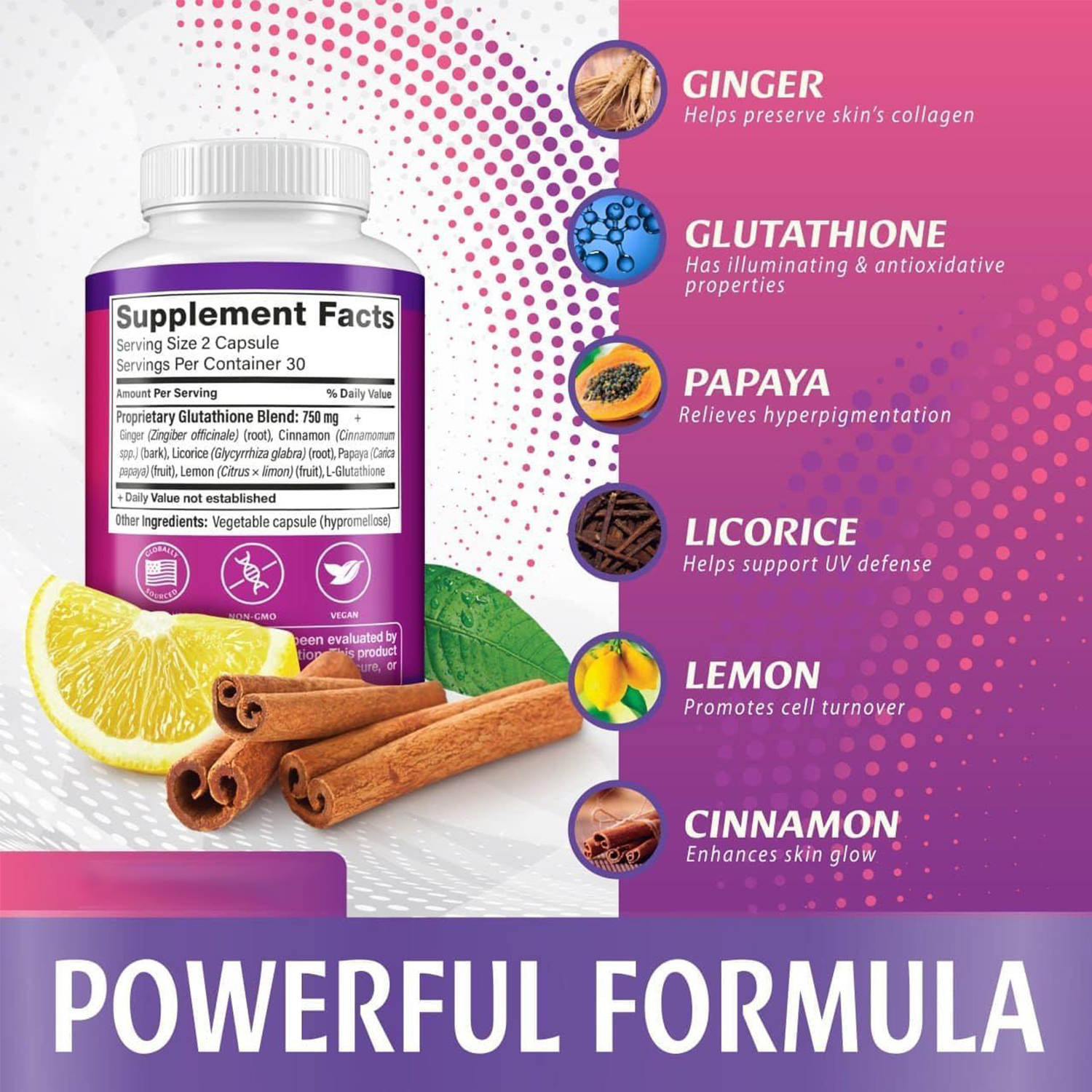 Biochealth L-Glutathione Skin Whitening Capsules Antioxidant Supplement To Clear Even Skin Tone Correct Dark Spots For Adults