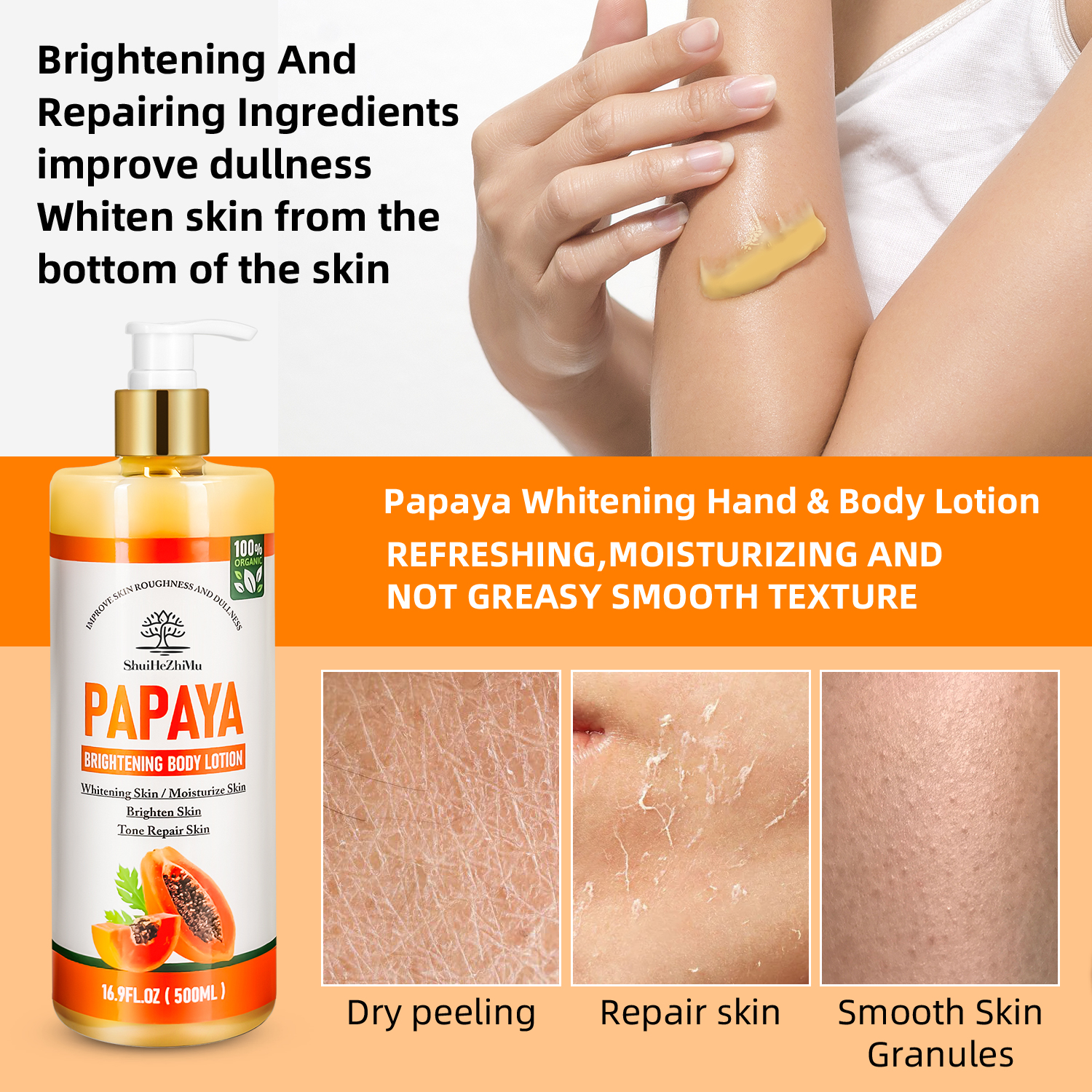 Skincare Products Organic Papaya Whitening Body Lotion Collagen Hyaluronic Acid Anti-wrinkle Body Lotion