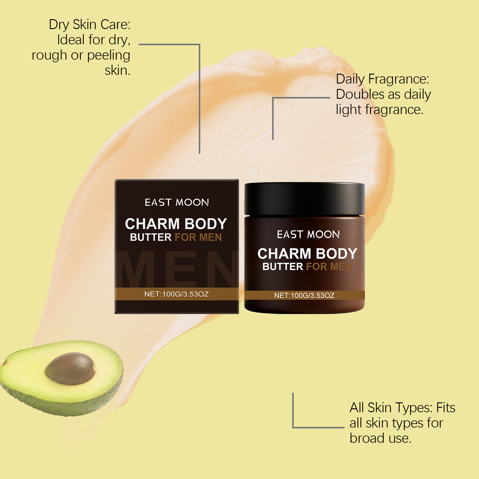 East Moon Nourishing Moisturizing Fragrance Men Body Butter Long-lasting Cologne Scent Body Lotion For All Skin Types